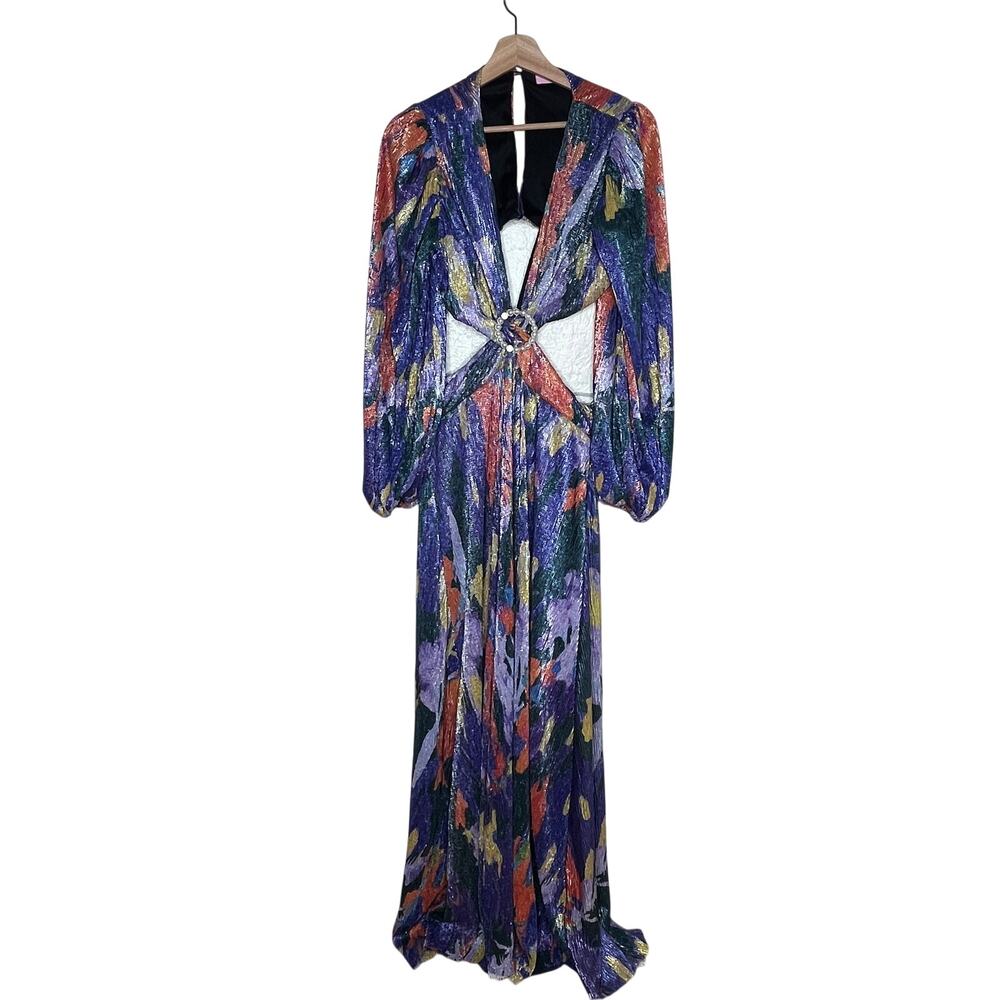 Nichole Lynel Maxi Cutout‎ Dress Glam Tropical Statement Women Multicolor Medium